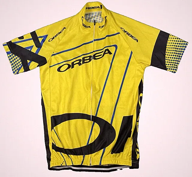 Orbea Cycling Jersey Mens Medium Yellow Full Zip Lightweight Short Sleeve