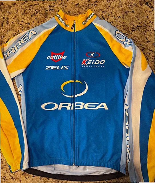 Orbea Keido Cycling Jersey Mens M Blue Full Zip Long Sleeve Made in Italy NWOT